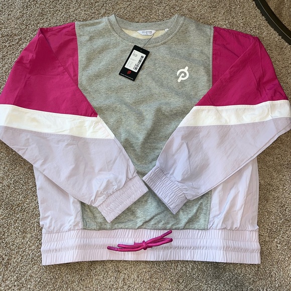 Peloton Chic Fabric Mix Pullover Medium Windbreaker French Terry Knit - Picture 3 of 5